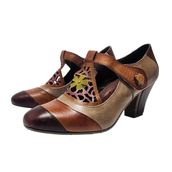 L'Artiste Spring Step Jardin Pumps 37 US 7 Floral Heels Colorful Victorian Shoes - Picture 3 of 8